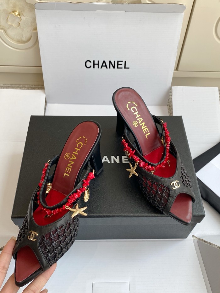 Chanel Womens Shoes Casual Slippers Sandals with 8cm Heel Luxury Brand Design with Original Box whatsapp 【+1-3239614486】