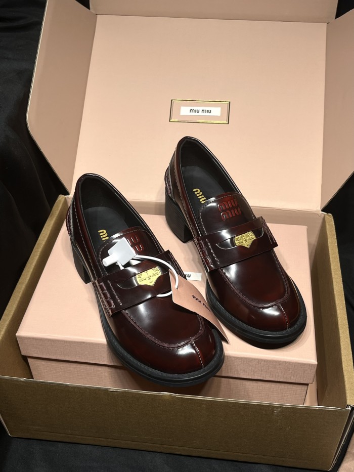 MiuMiu Womens Shoes Casual Loafers Luxury Brand Miu Balmoral Pop-Up Shoes with Original Box Whatsapp 【+1-3239614486】