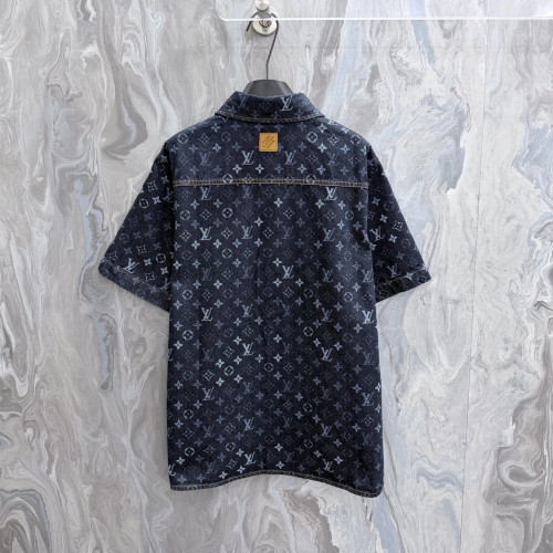 Louis Vuitton Luxury Brand Mens Short Sleeve Denim Shirt Top Quality Whatsapp 【+1-3239614486】