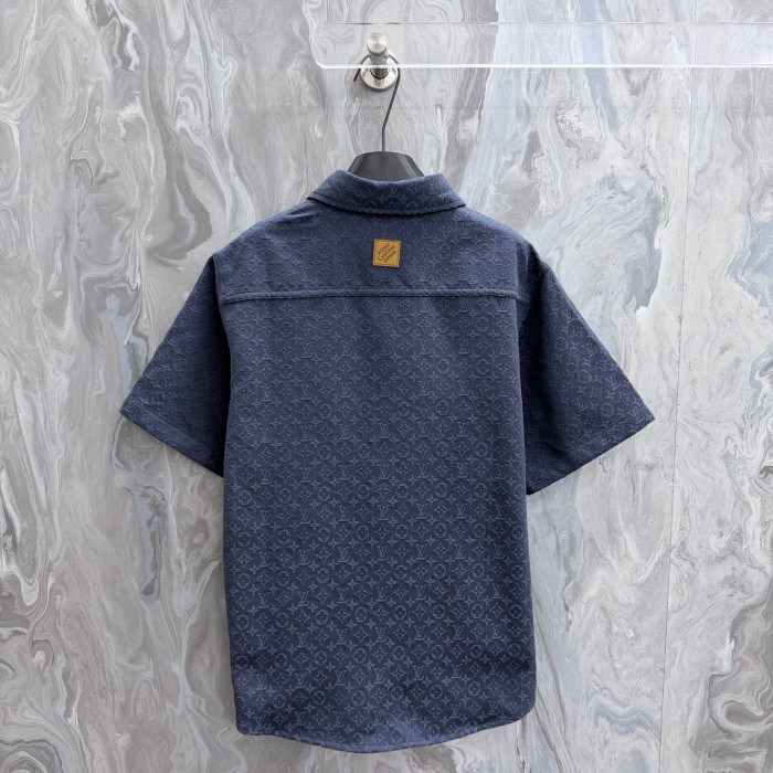 Louis Vuitton Luxury Brand Mens Short Sleeve Denim Shirt Top Quality Whatsapp 【+1-3239614486】