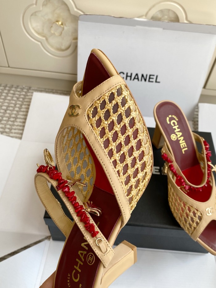 Chanel Womens Shoes Casual Slippers Sandals with 8cm Heel Luxury Brand Design with Original Box whatsapp 【+1-3239614486】