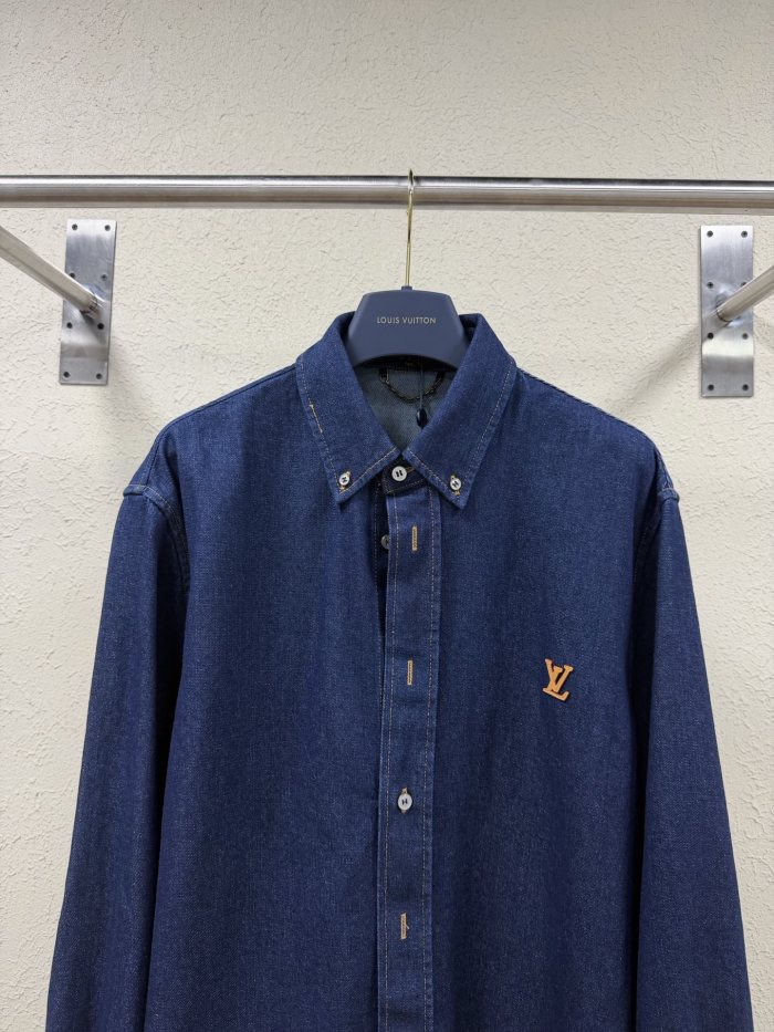 Louis Vuitton Luxury Brand Women Mens Denim Long-Sleeved Shirt 1AK7CO Top Quality Whatsapp 【+1-3239614486】