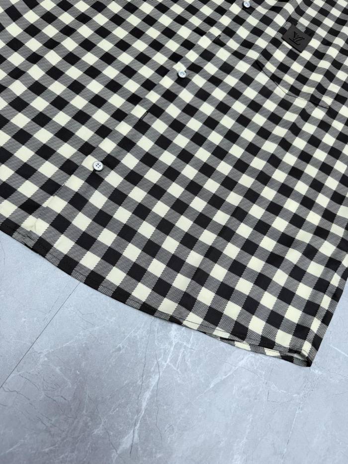 Louis Vuitton Luxury Brand Mens Short Sleeve Shirt Damier Jacquard Short-Sleeved Shirt 1AJRGD Top Quality Whatsapp 【+1-3239614486】