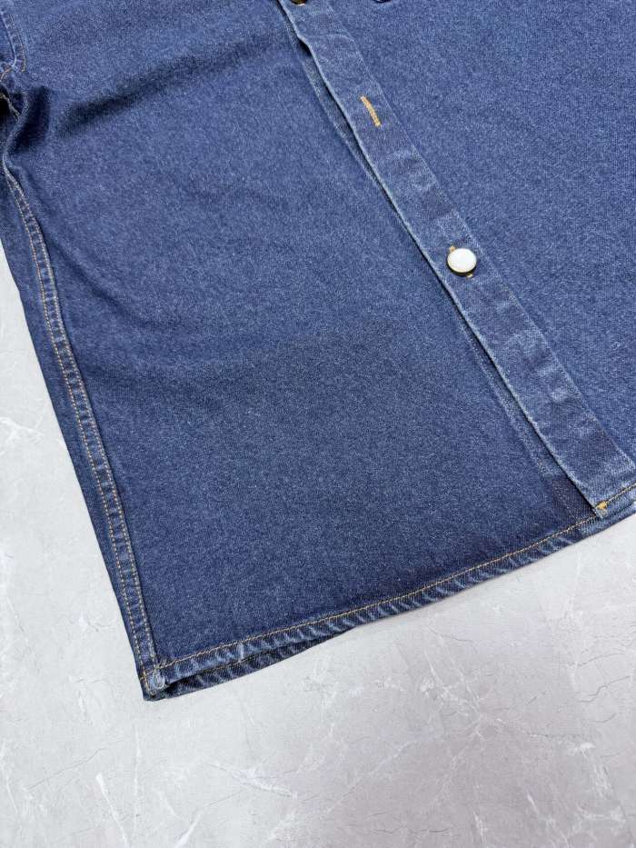Louis Vuitton Luxury Brand Women Mens Short-Sleeved Denim Shirt 1AK6FA Top Quality Whatsapp 【+1-3239614486】