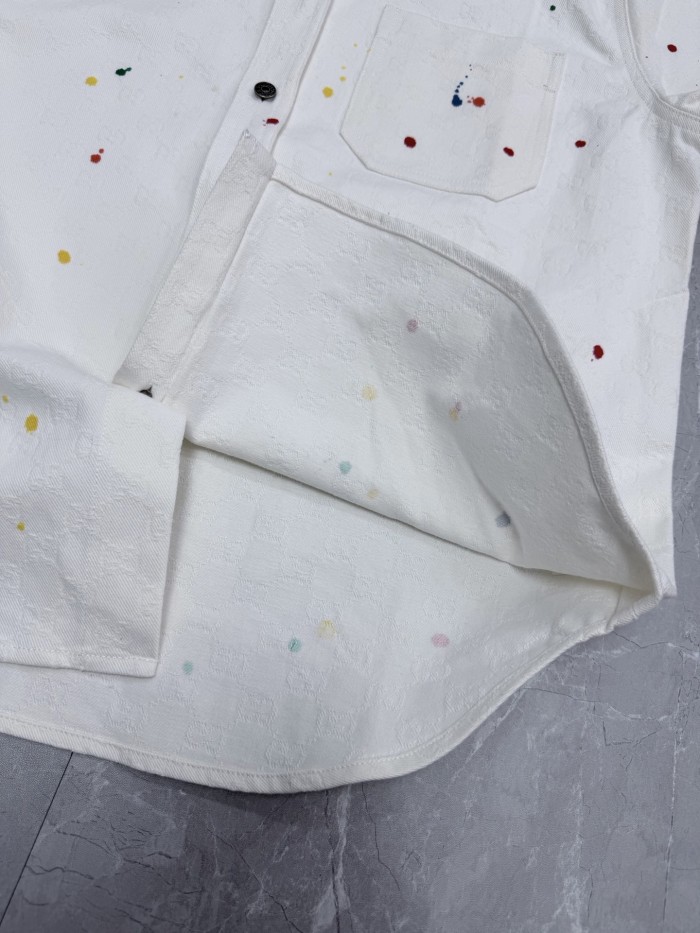 Gucci Luxury Brand Women Mens Short Sleeve Denim Shirt Top Quality Whatsapp 【+1-3239614486】