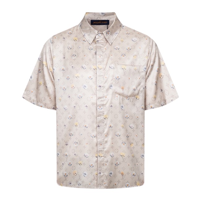 Louis Vuitton Luxury Brand Women Mens Monogram Short-Sleeved Silk Shirt Top Quality Whatsapp 【+1-3239614486】