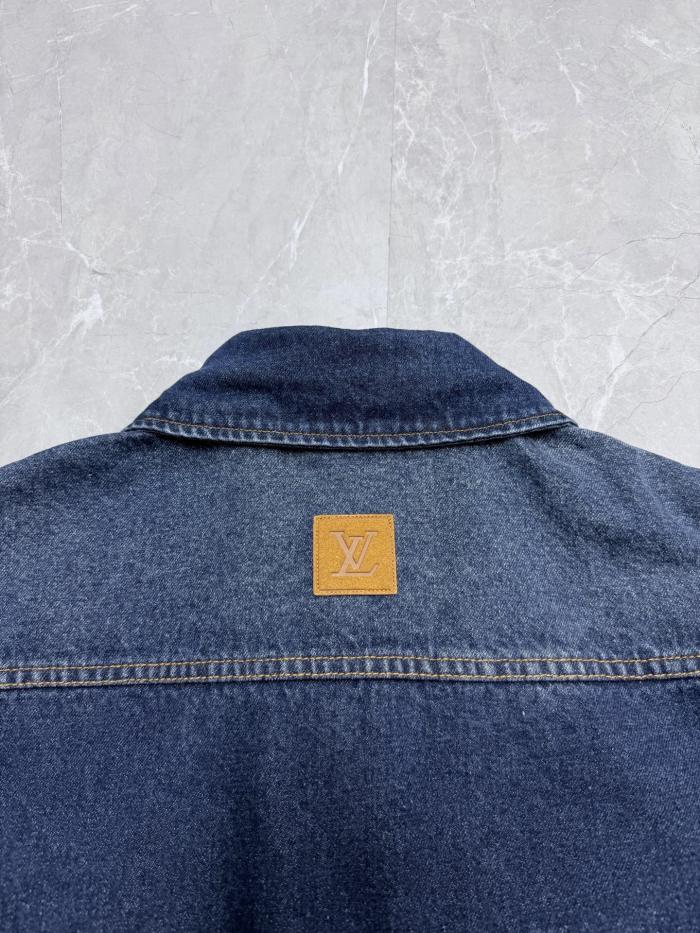 Louis Vuitton Luxury Brand Women Mens Short-Sleeved Denim Shirt 1AK6FA Top Quality Whatsapp 【+1-3239614486】