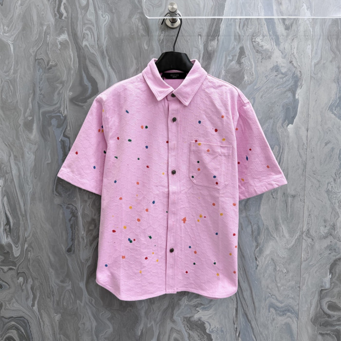 Gucci Luxury Brand Women Mens Short Sleeve Denim Shirt Top Quality Whatsapp 【+1-3239614486】