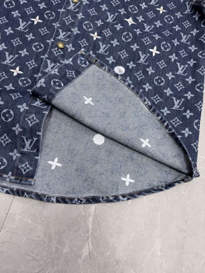 Louis Vuitton Luxury Brand Women Mens Short Sleeve Denim Shirt Top Quality Whatsapp 【+1-3239614486】