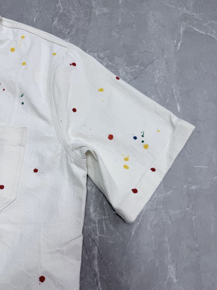 Gucci Luxury Brand Women Mens Short Sleeve Denim Shirt Top Quality Whatsapp 【+1-3239614486】