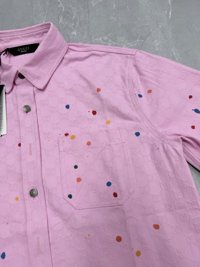Gucci Luxury Brand Women Mens Short Sleeve Denim Shirt Top Quality Whatsapp 【+1-3239614486】