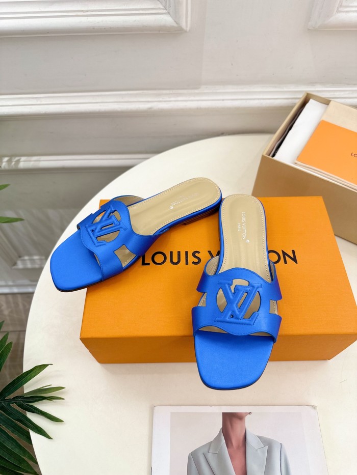 Louis Vuitton Womens Shoes Sandals Slippers Luxury Brand LV Isola Flat Mule with Original Box Whatsapp 【+1-3239614486】