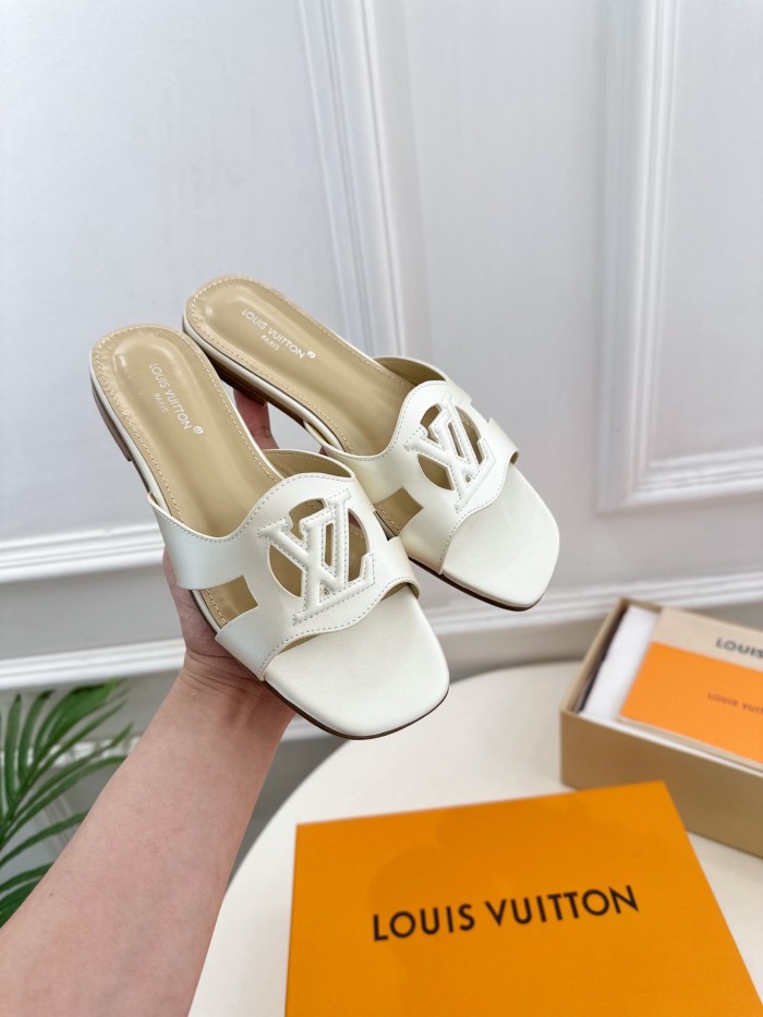 Louis Vuitton Womens Shoes Sandals Slippers Luxury Brand LV Isola Flat Mule with Original Box Whatsapp 【+1-3239614486】