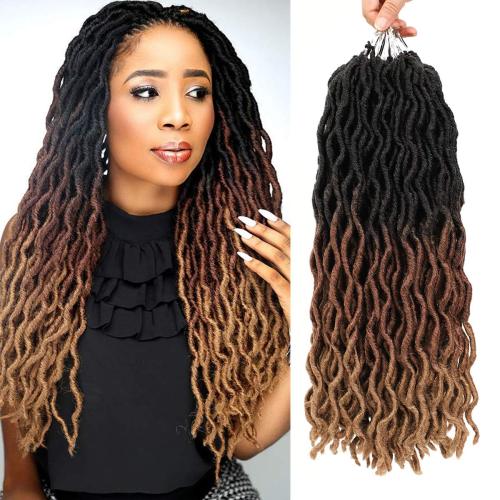 Eerya 6pcs Gypsy Faux Locs Crochet Braids Hair Pre Looped Goddess Faux Locs Wavy Twist Hair