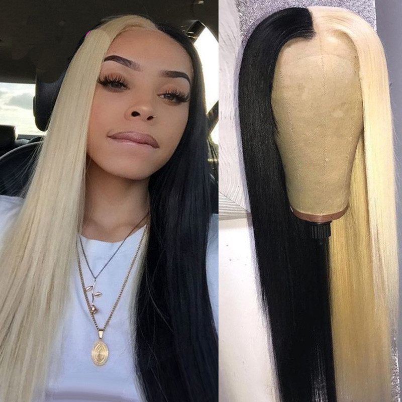 Wigseason Half Blonde Hald Black Human Hair Lace Front ...