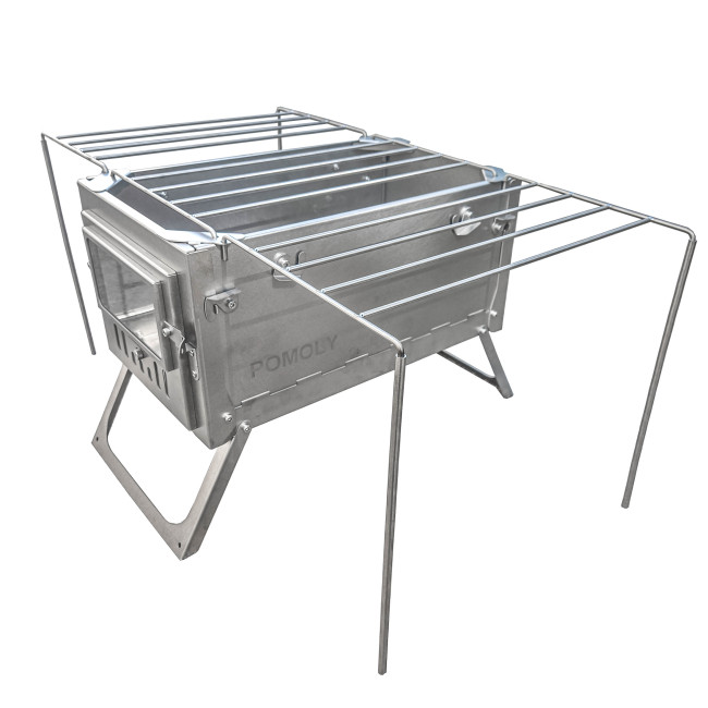 POMOLY Portable Barbecues Cooking Stove With Gills and Side Shelves