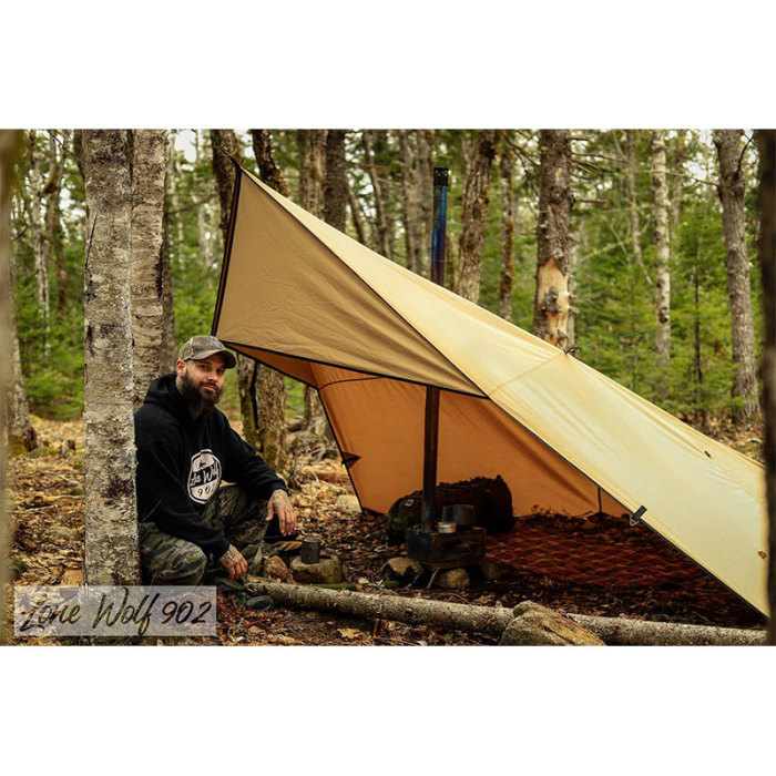 Rhombus Bushcraft Shelter with Stove Jack | Canvas Wolf Den Tarp 2.0 | Lonewolf902 Signature