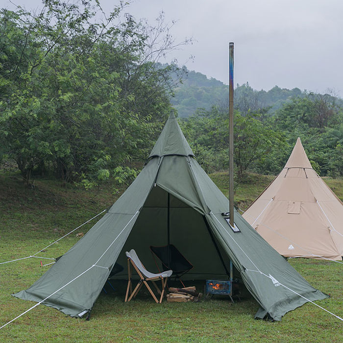 HEX Plus Camping Hot Tent | 2-6 Person Tipi Tent with Wood Stove Jack for All Season Camping