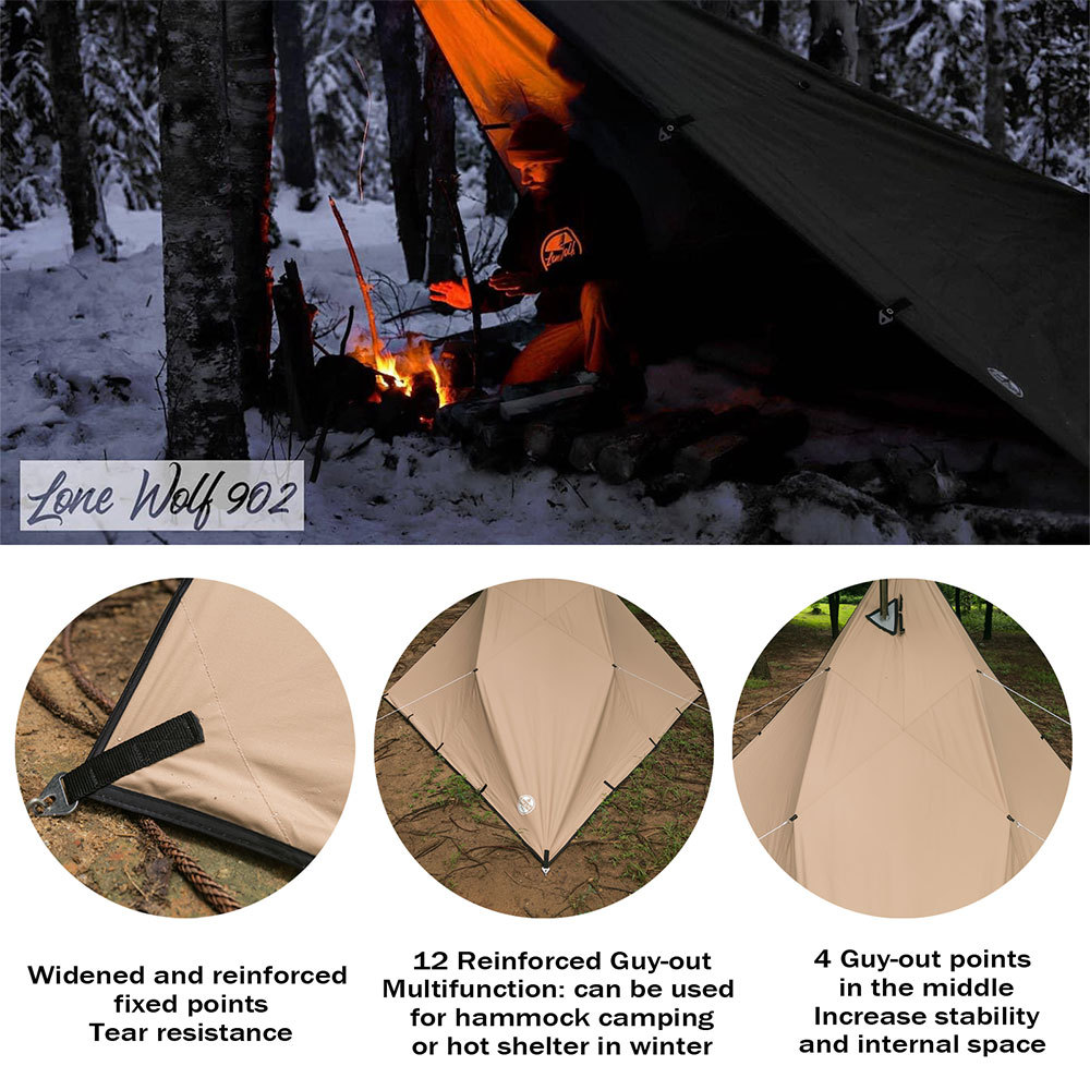 Canvas Shelter with Stove Jack for Solo Bushcraft and Camping