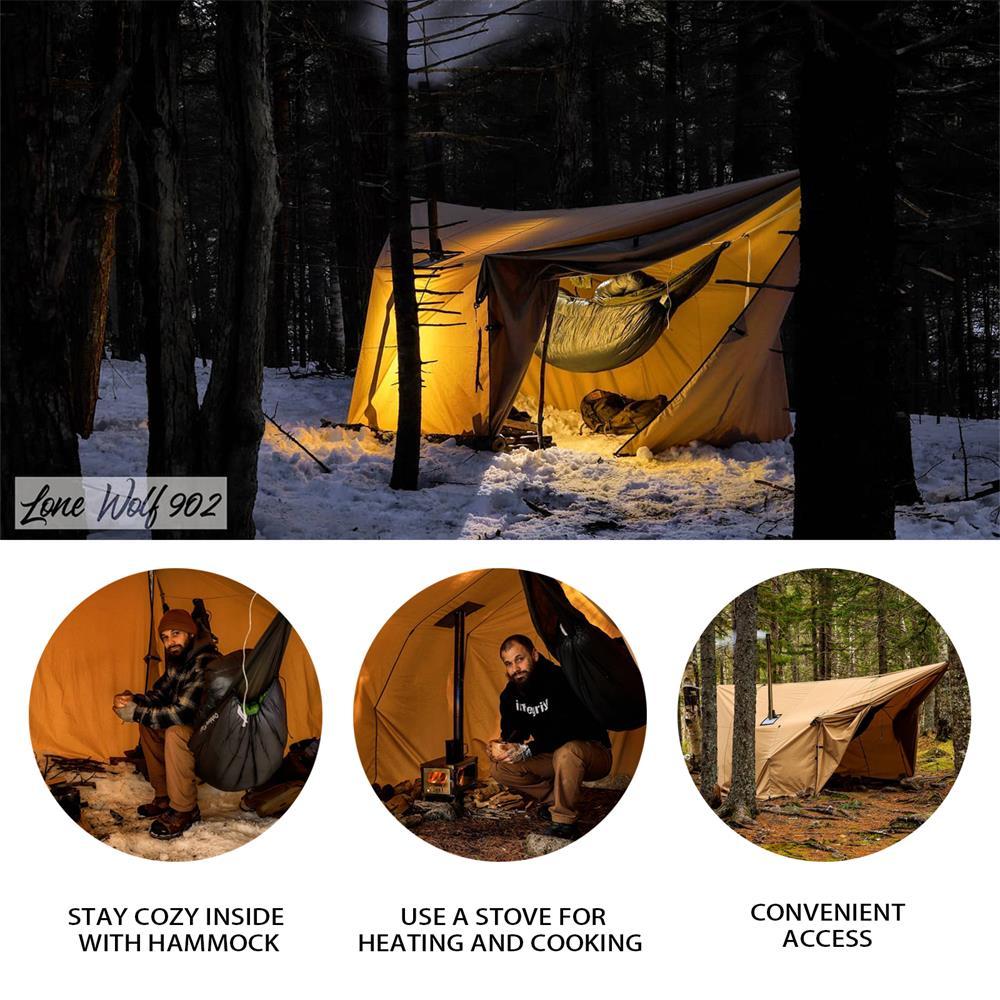 Rhombus Hammock Hot Tent Canvas Hammock Tarp with Stove Jack for
