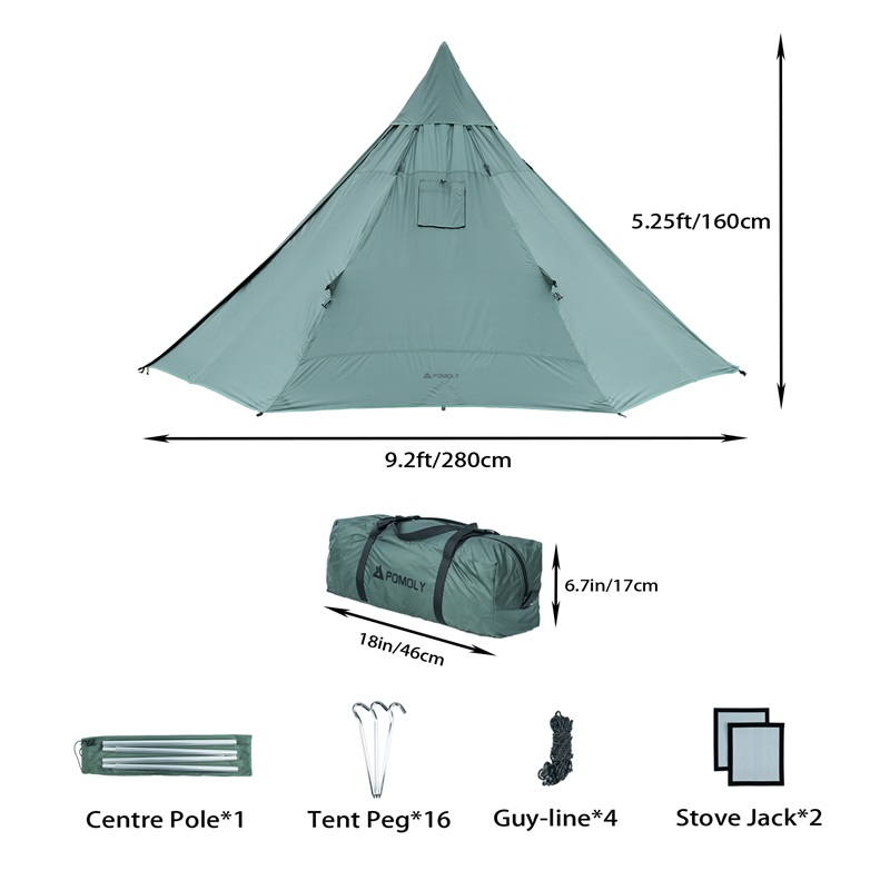 POMOLY HUSSAR Lightweight Tent with Wood Stove Jack