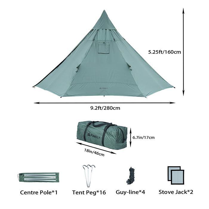 HUSSAR Ultralight Hot Tent | 1-2 Person Tipi Tent with Wood Stove Jack for Winter Camping