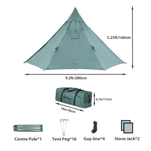 HUSSAR Ultralight Hot Tent | 1-2 Person Tipi Tent with Wood Stove Jack for Winter Camping