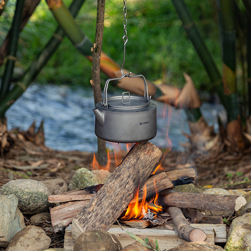POMOLY Titanium Kettle 1.0L Ultralight Backpacking Coffee Pot POMOLY