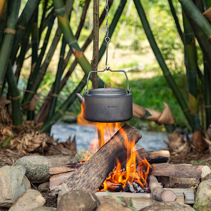 POMOLY Titanium Kettle 1.0L Ultralight Backpacking Coffee Pot POMOLY