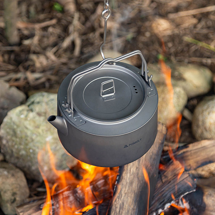 POMOLY Titanium Kettle 1000ml | Ultralight Backpacking Coffee Pot | POMOLY