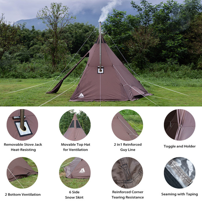 MANTA Tipi Tent With Stove Jack 2-4 Person For Hot Tent Camping