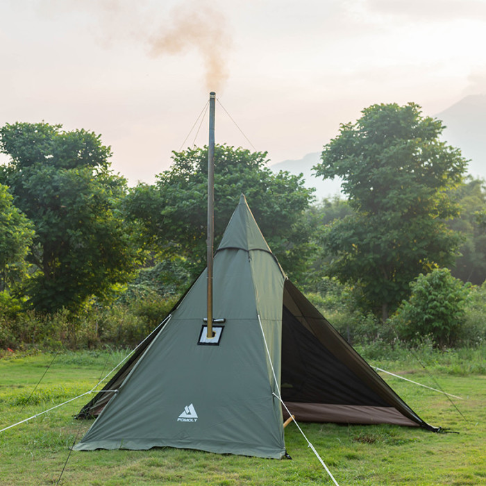 HEX Plus Camping Hot Tent | 2-6 Person Tipi Tent with Wood Stove Jack for All Season Camping