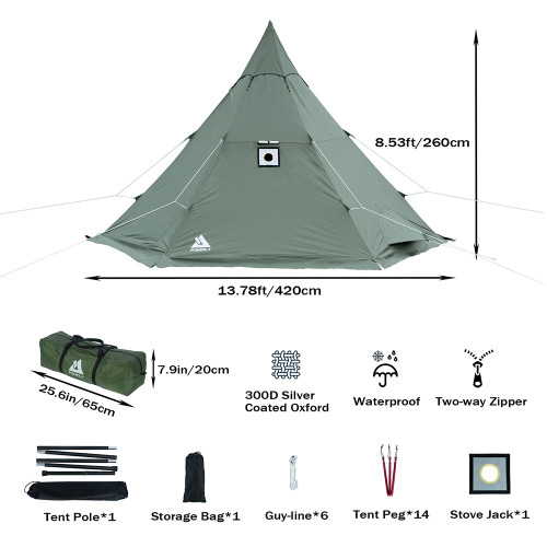 MANTA Tipi Tent With Stove Jack 2-4 Person For Hot Tent Camping