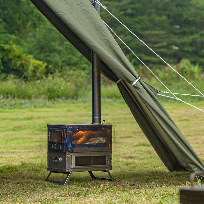 Φ2.36in x 14.17in (Φ6cm x 36cm) Titanium Stove Pipe Set 2.0 Version | Detachable Assembled Stove Chimney Non Rolling Solid Section Flue | POMOLY