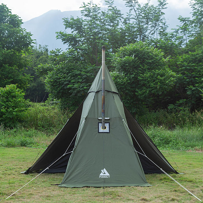 POMOLY HEX Hot Tent | 2 Person Tipi Tent with Wood Stove Jack for All Season Camping