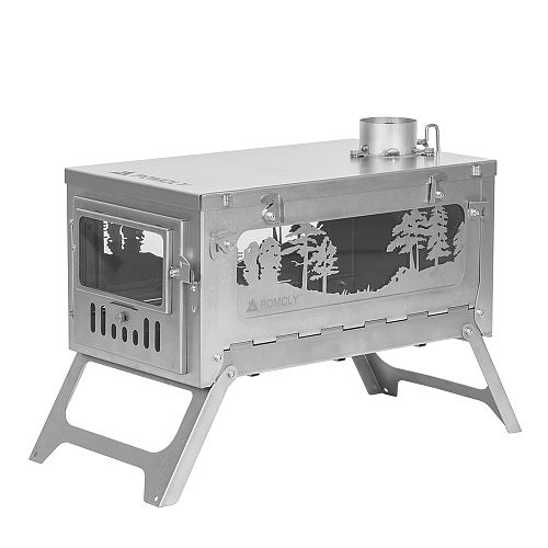T1 Woods Night | Fastfold Titanium Wood Stove for Camping and Hunting | POMOLY Winter Edition