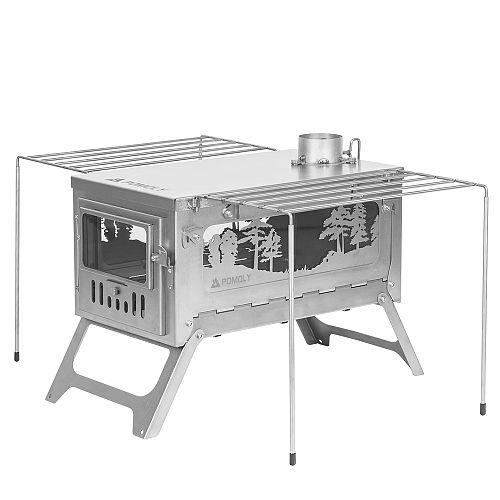 T1 Woods Night | Fastfold Titanium Wood Stove for Camping and Hunting | POMOLY Winter Edition