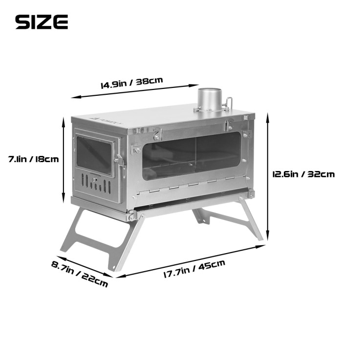 TAISOCA Oven Stove | T1 Series Portable Titanium Tent Wood Stove with Oven Part | 2022 New Arrival