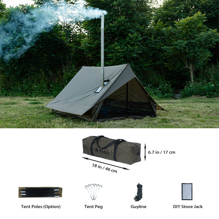 CHALET 70 Camping Hot Tent With Two Poles | Solo Winter Camping Wall Tent  | POMOLY New Arrival