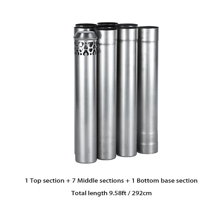 Φ2.36in x 14.17in (Φ6cm x 36cm) Titanium Stove Pipe Set 2.0 Version | Detachable Assembled Stove Chimney Non Rolling Solid Section Flue | POMOLY