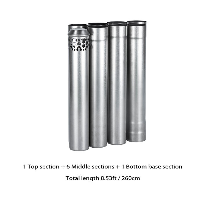 Φ2.36in x 14.17in (Φ6cm x 36cm) Titanium Stove Pipe Set 2.0 Version | Detachable Assembled Stove Chimney Non Rolling Solid Section Flue | POMOLY