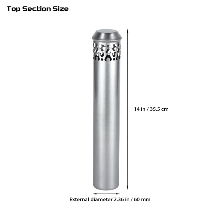 Φ2.36in x 14.17in (Φ6cm x 36cm) Top Section Titanium Chimney with Spark Arrestor 2.0 Version | POMOLY