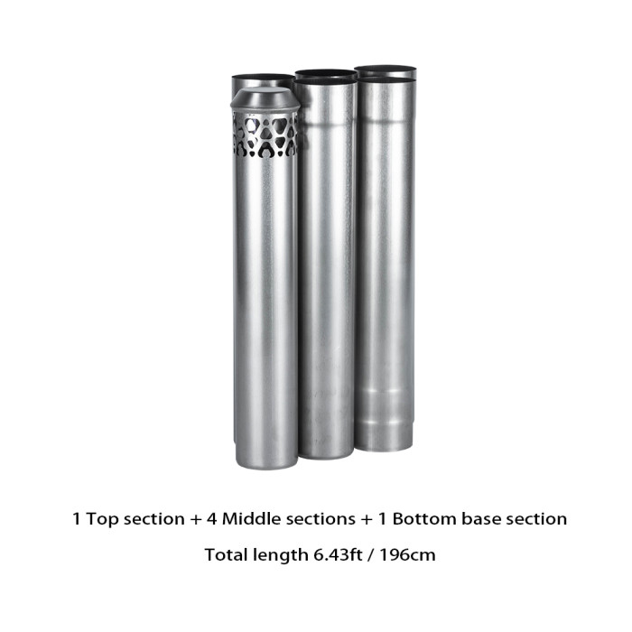 Φ2.36in x 14.17in (Φ6cm x 36cm) Titanium Stove Pipe Set 2.0 Version | Detachable Assembled Stove Chimney Non Rolling Solid Section Flue | POMOLY