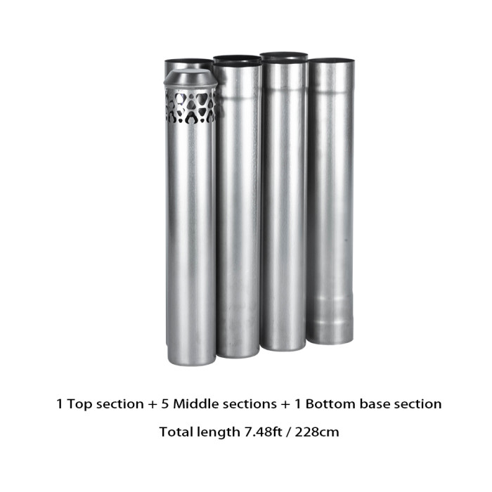 Φ2.36in x 14.17in (Φ6cm x 36cm) Titanium Stove Pipe Set 2.0 Version | Detachable Assembled Stove Chimney Non Rolling Solid Section Flue | POMOLY