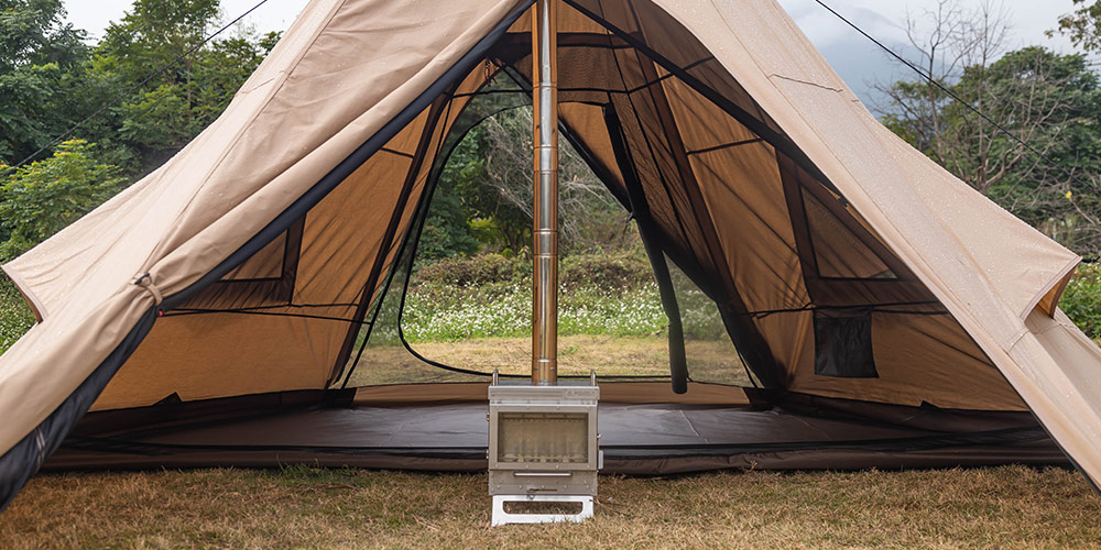 teepee tent with wood stove