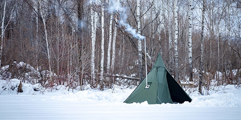 YARN Plus teepee tent in the snow forests