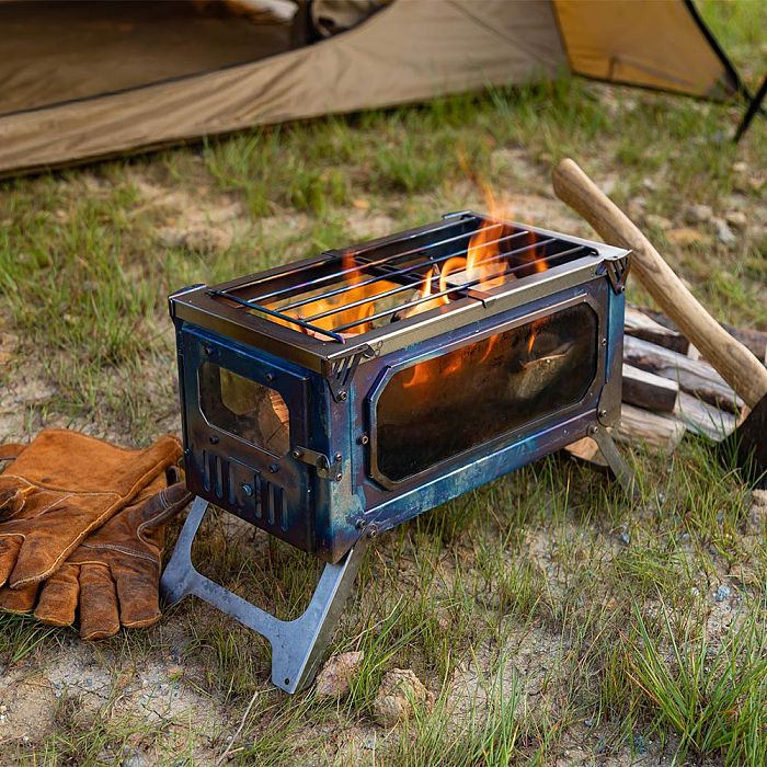 T-Brick | Portable Titanium Wood Stove for Hot Tent Camping | POMOLY