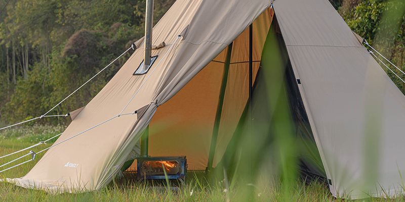 Octa camping teepee tent with wood stove