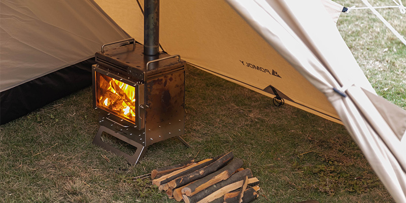 wood stoev in teepee tent