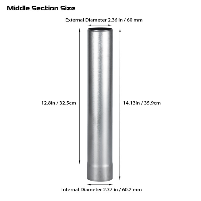 Φ2.36in x 14.17in (Φ6cm x 36cm) Titanium Extension Middle Section Chimney Set | POMOLY